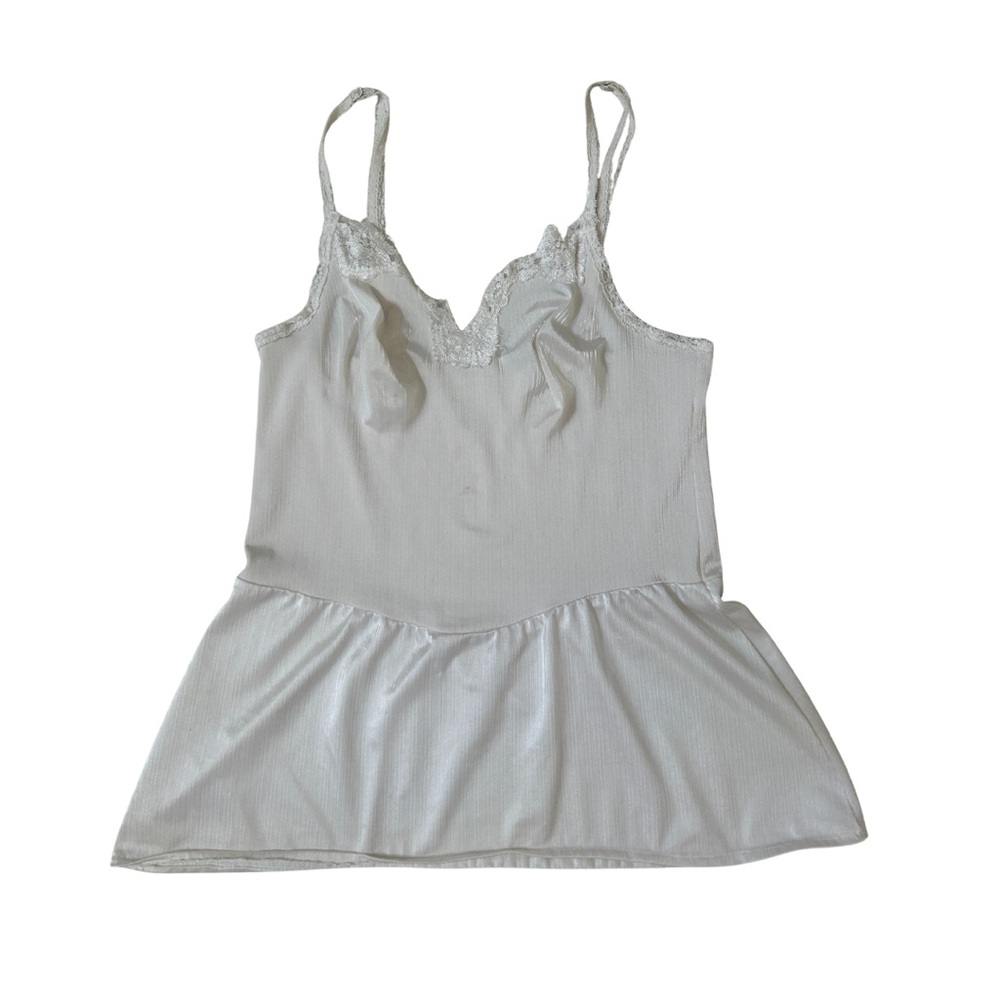 Vintage Ivory Satin Lace Trim Cami Intimates Top